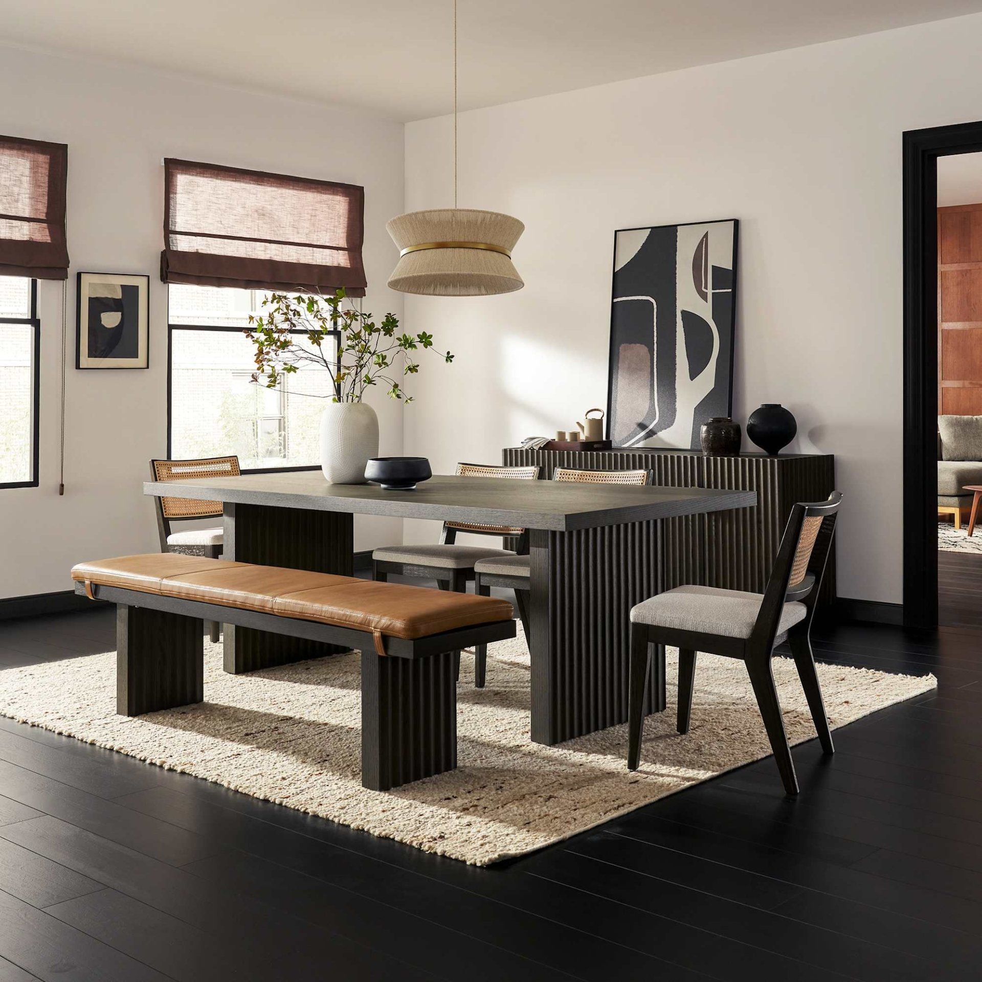 Modern Dining Room with Minimalist Furniture and Art Accents
