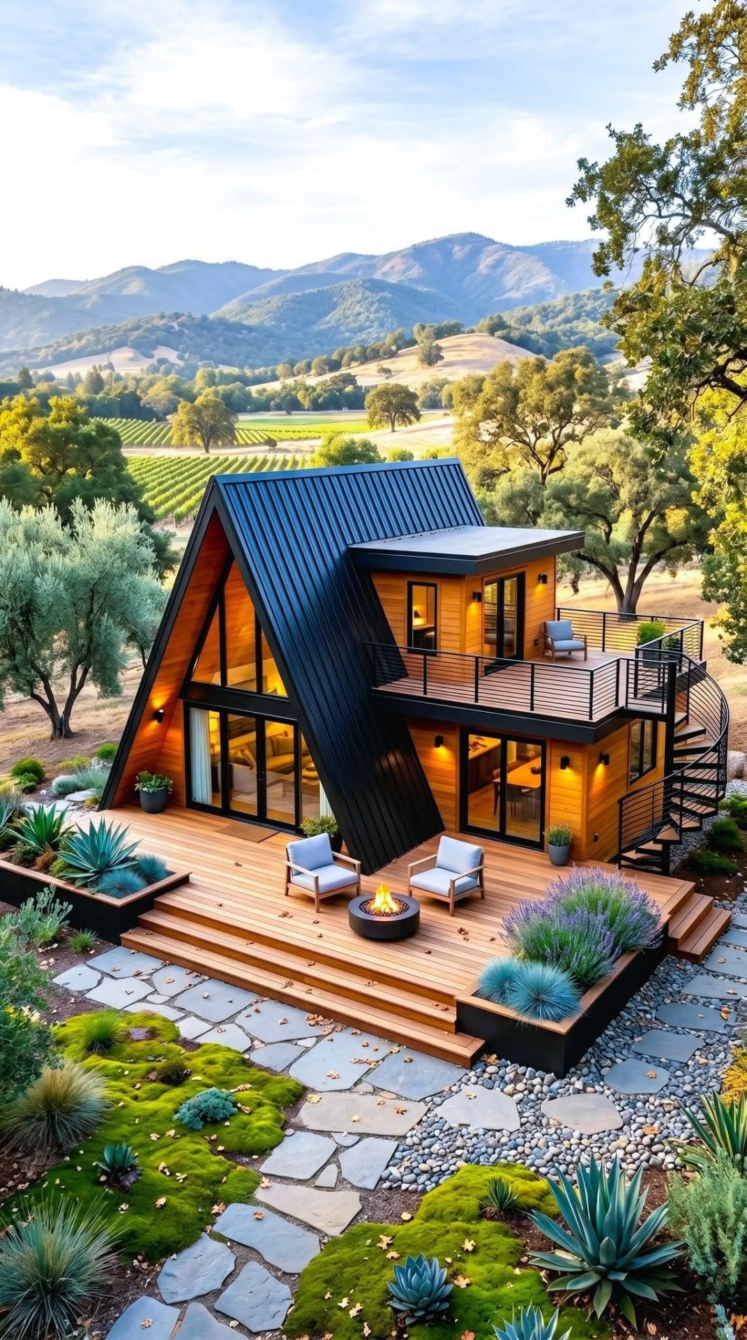 Modern A-Frame Cabin with Expansive Deck and Mountain Views